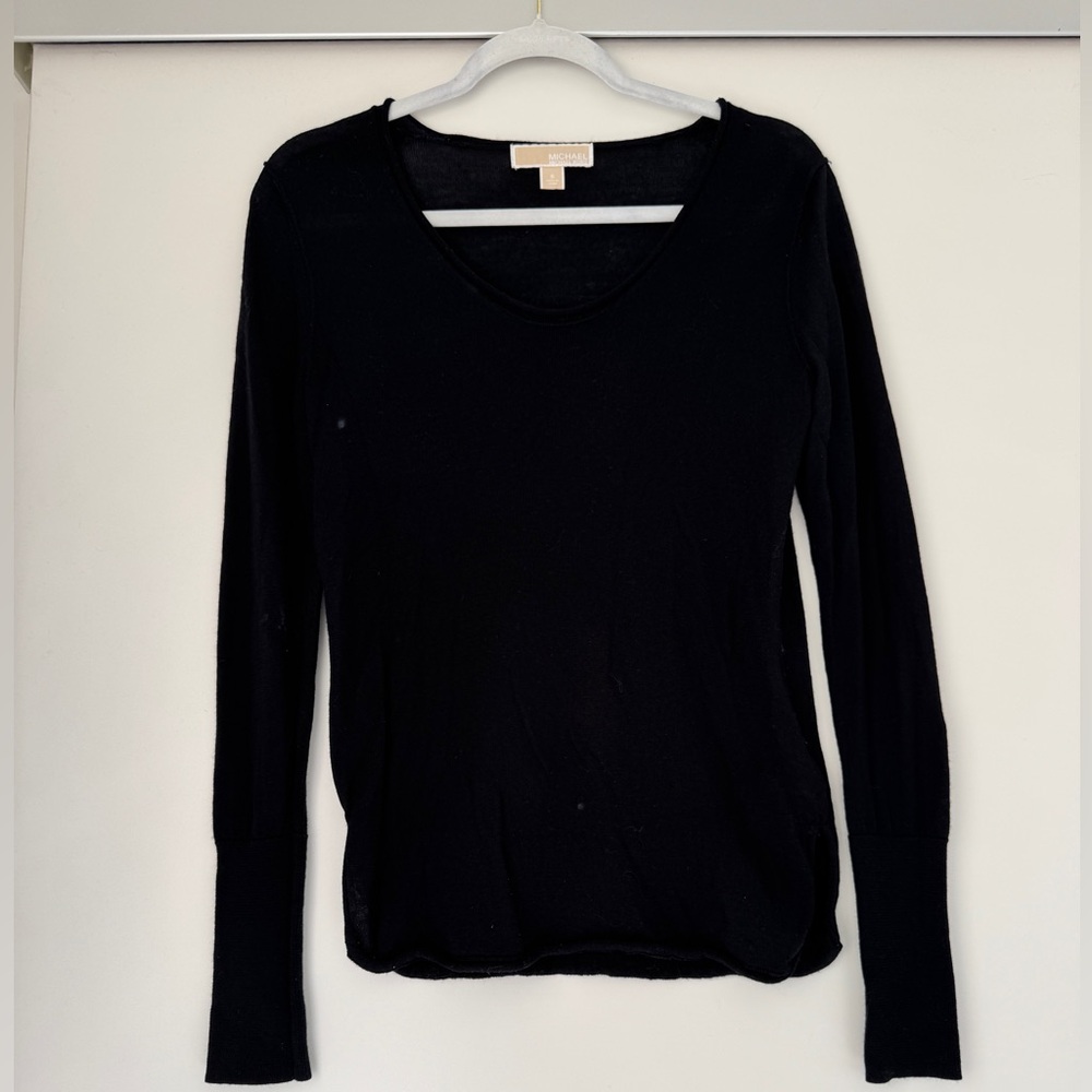Michael Kors Black Long Sleeve Merino Wool Sweater